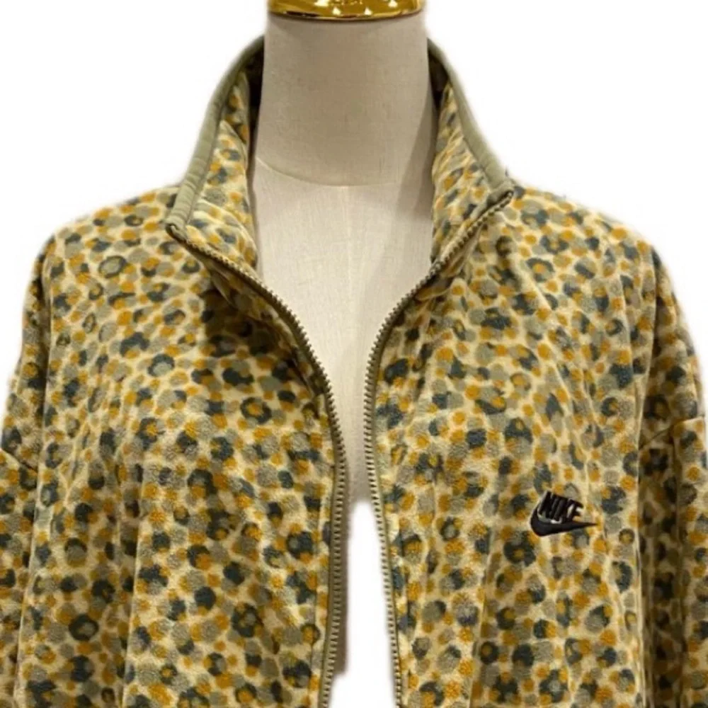 Nike Logo Multi Color Print Full Zip High Neck Fleece Jacket XXL - Picture 3 of 7